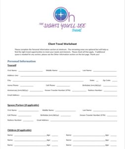 My Traveler Worksheet