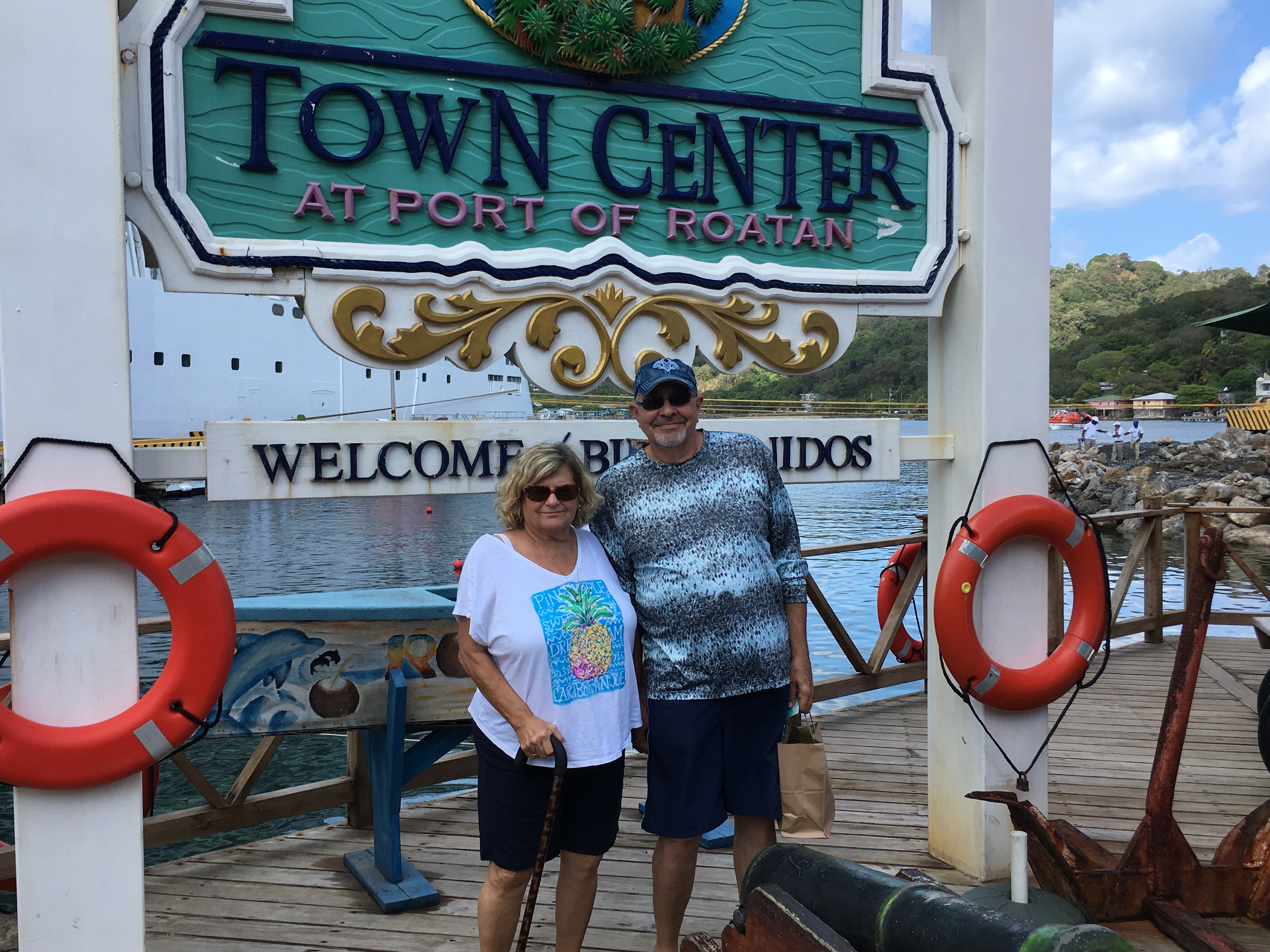 Wendy and Gary Podgornik in Roatan on a cruise ship tour stop.